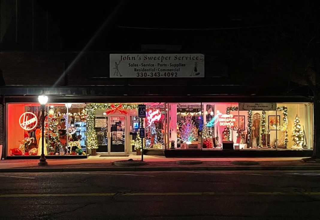 Johns sweepers christmas decorations at night