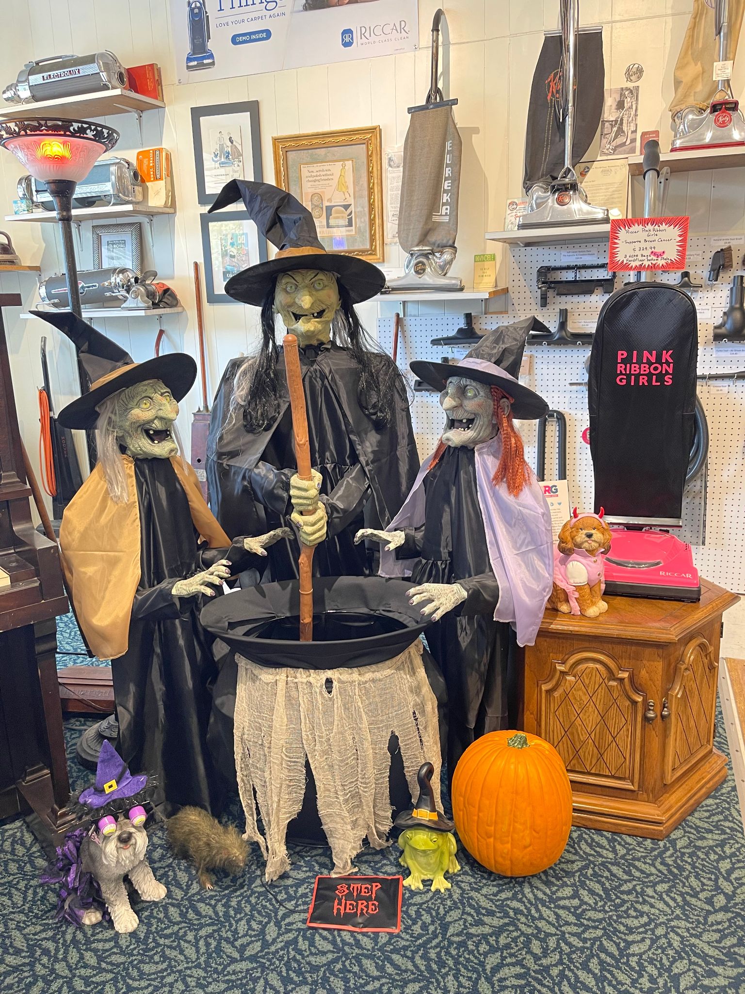 three witches and pumpkin