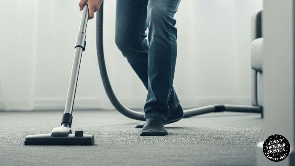 a person is vacuuming the floor with a vacuum cleaner